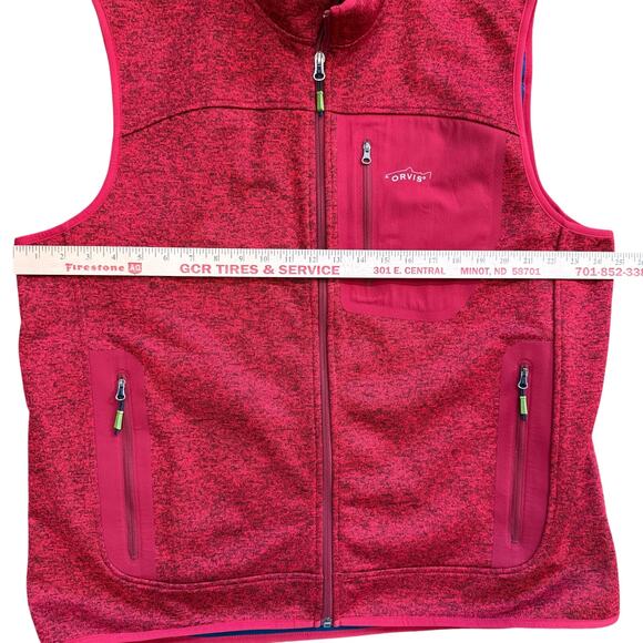Orvis Trout Bum Vest Mens XL Red Pockets Full Zip Fleece Lined - Picture 6 of 10